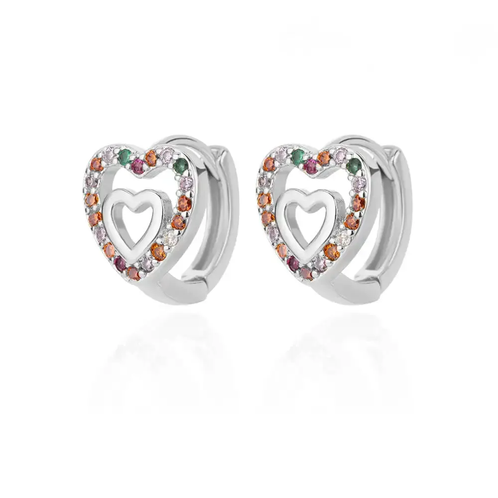 Zircon Round Hoop Earrings for Women Stainless Steel Round Circle Heart Evil Blue Earring Female Fashion Party Jewelry Gift BFF