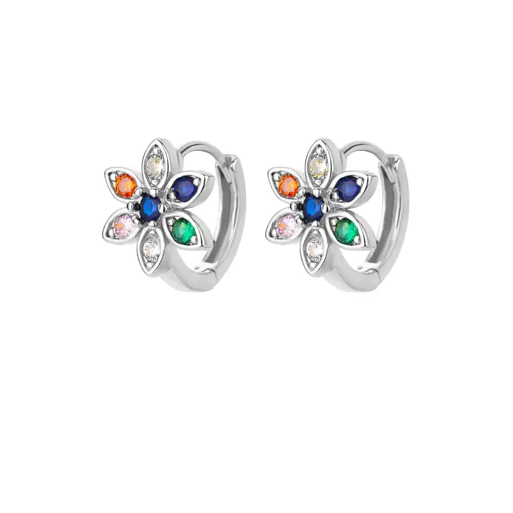 Zircon Round Hoop Earrings for Women Stainless Steel Round Circle Heart Evil Blue Earring Female Fashion Party Jewelry Gift BFF