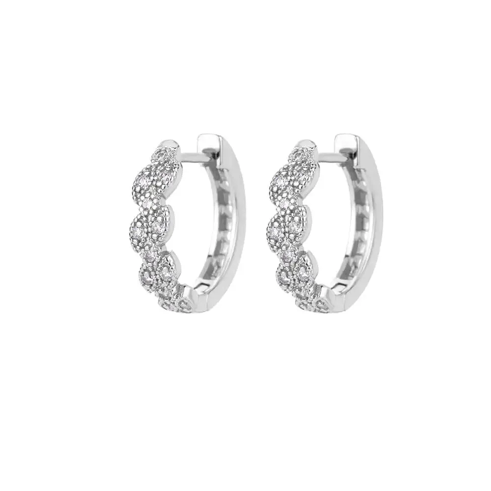 Zircon Round Hoop Earrings for Women Stainless Steel Round Circle Heart Evil Blue Earring Female Fashion Party Jewelry Gift BFF
