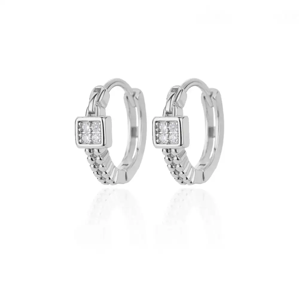 Zircon Round Hoop Earrings for Women Stainless Steel Round Circle Heart Evil Blue Earring Female Fashion Party Jewelry Gift BFF